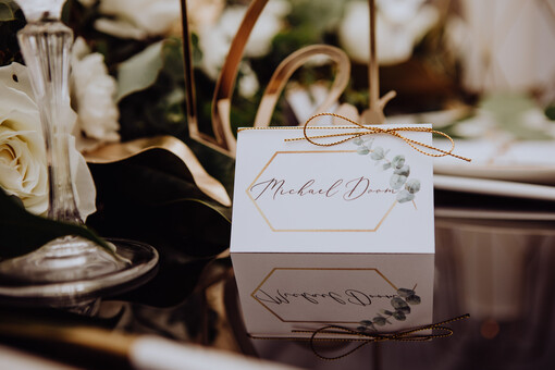 glamour ręcznie robione winietki ślubne wizytówki dla gości weselnych, złote glamour