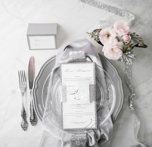 glamour karta dań weselnych menu weselne plan podawania posiłków, złocone i eleganckie dowolna treść