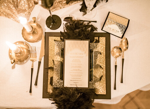 glamour weselne menu karta potraw weselnych, złocone i eleganckie dowolna treść