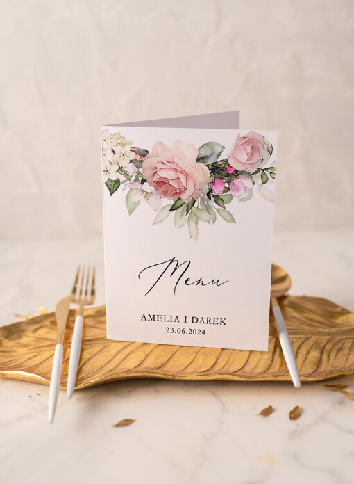 glamour menu weselne plan podawania posiłków na weselu, złocone i eleganckie dowolna treść