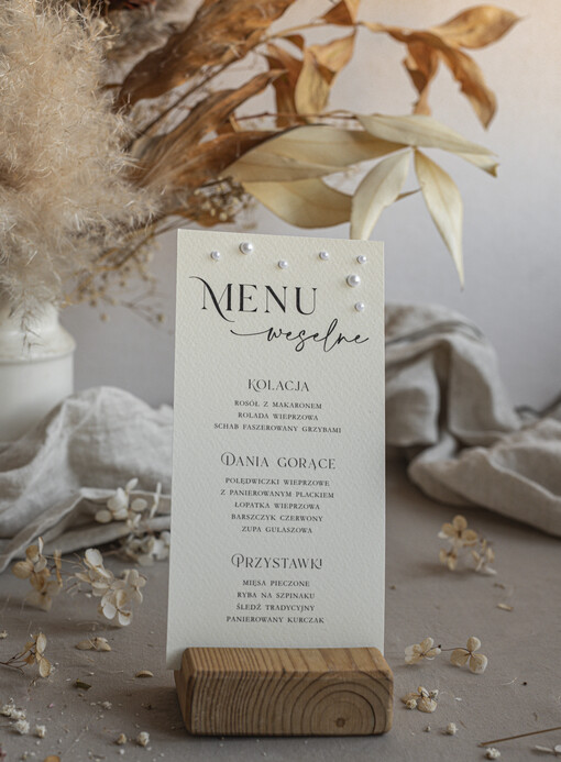 glamour weselne menu karta dań weselnych, menu weselne wasza treść, menu weselne z perełkami, eleganckie menu weselne