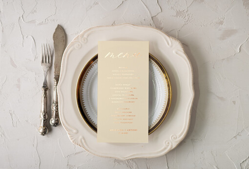 glamour weselne menu karta potraw weselnych, złote i eleganckie na klasyczne wesele