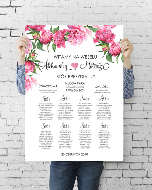 plan stołu plakat  tablica informacyjna dla gości weselnych