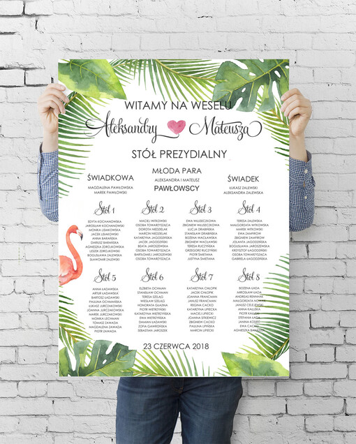 plan stołu plakat  powitanie gości na sali ślubnej i plan stołów