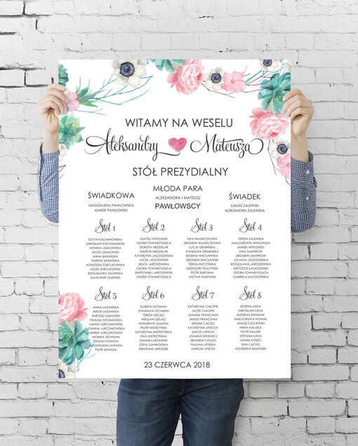 plan stołu plakat  tablica z planem stołów na wesele plan stołów weselnych