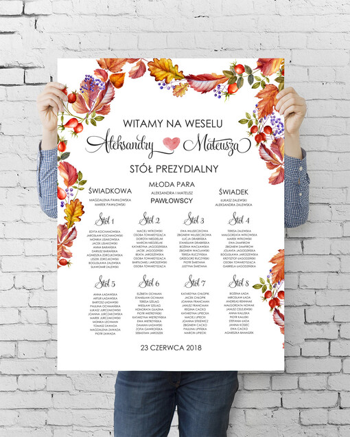 plan stołu plakat  tablica informacyjna dla gości weselnych