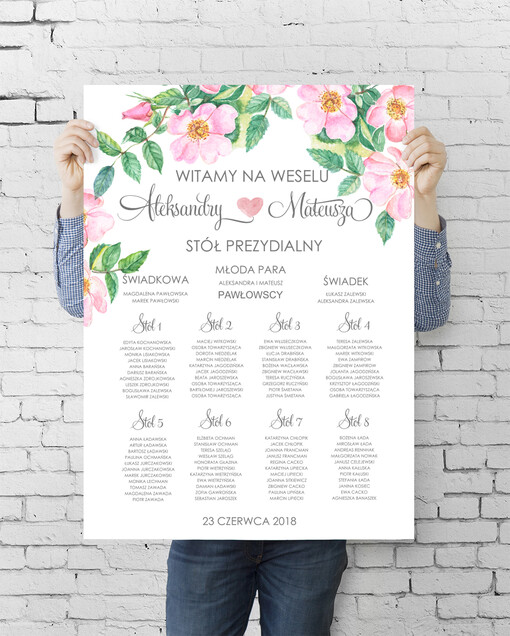 plan stołu plakat  powitanie i usadzenie gości plan stołów weselnych