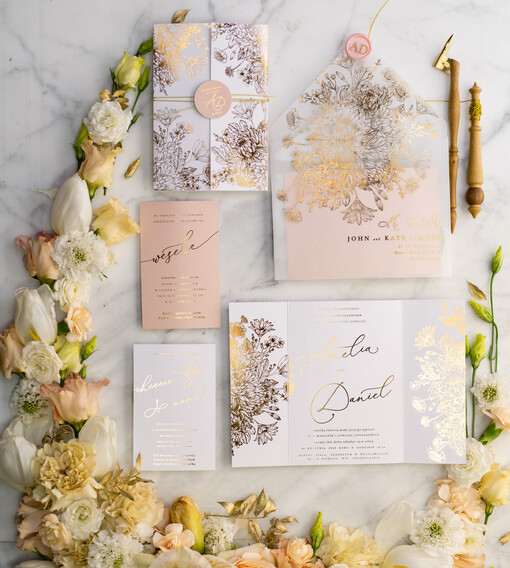 próbki zaproszeń zaproszenia ślubne glamour próbki zestaw