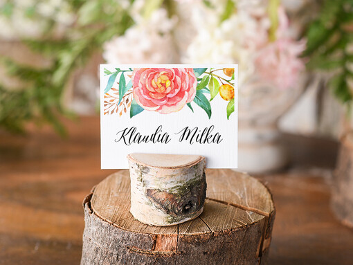 Boho/etno/pióra ślubne wizytówki winietki na stół weselny