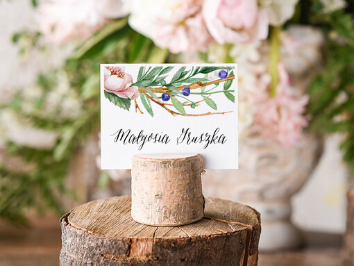 Boho/etno/pióra eleganckie winietki na stół weselny wizytówki ślubne