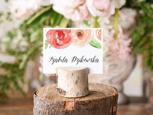 Boho/etno/pióra eleganckie winietki na stół weselny wizytówki ślubne