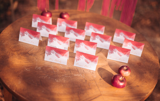 Boho/etno/pióra eleganckie i nowoczesne winietki ślubne  bordowe wizytówki na stół weselny idealne na wesele jesienią