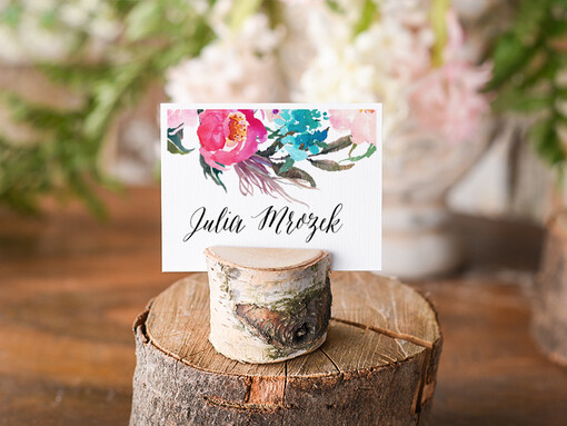 Boho/etno/pióra winietki ślubne wizytówki dla gości weselnych