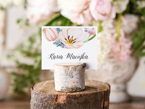 Boho/etno/pióra ozdobne winietki na ślub wizytówki dla gości weselnych