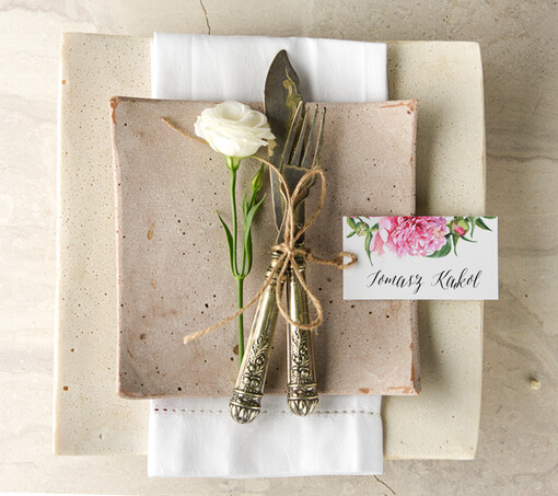 Boho/etno/pióra ręcznie robione winietki ślubne wizytówki dla gości weselnych