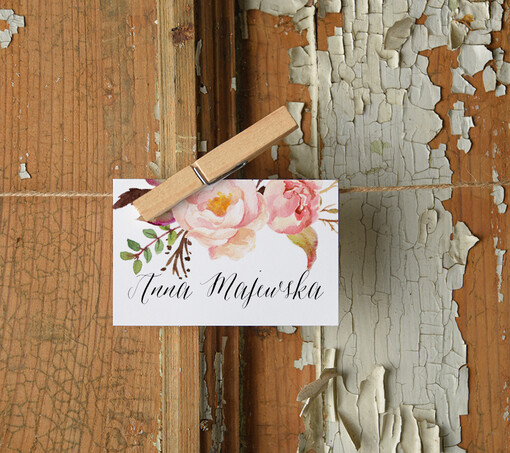 Boho/etno/pióra winietki ślubne wizytówki dla gości weselnych