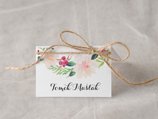 Boho/etno/pióra karteczki ślubne winietki weselne