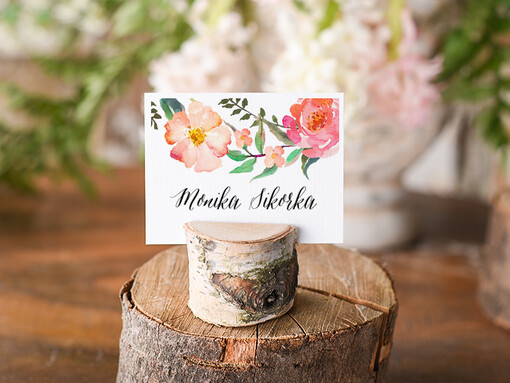 Boho/etno/pióra eleganckie winietki na stół weselny wizytówki ślubne
