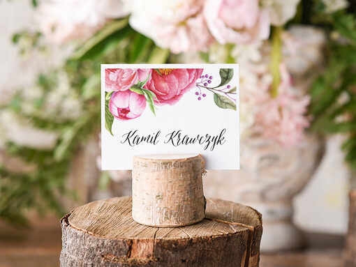 Boho/etno/pióra eleganckie winietki na stół weselny wizytówki ślubne