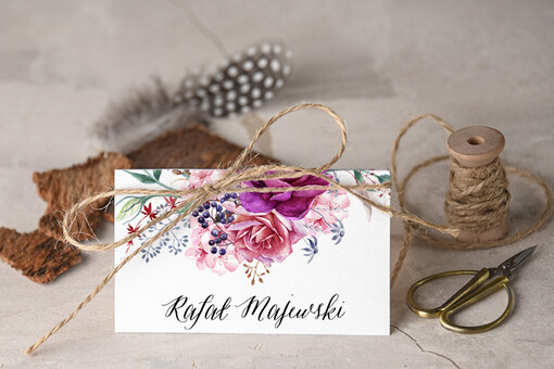 Boho/etno/pióra eleganckie winietki na stół weselny wizytówki ślubne