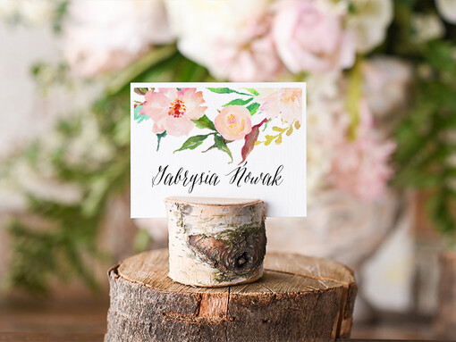 Boho/etno/pióra eleganckie winietki na stół weselny wizytówki ślubne