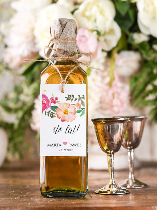 boho/etno/pióra etykieta na alkohol weselny, boho duzo tekstow do wyboru