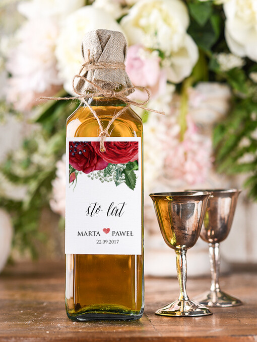 boho/etno/pióra etykiety na butelki weselne, boho eleganckie wasza tresc