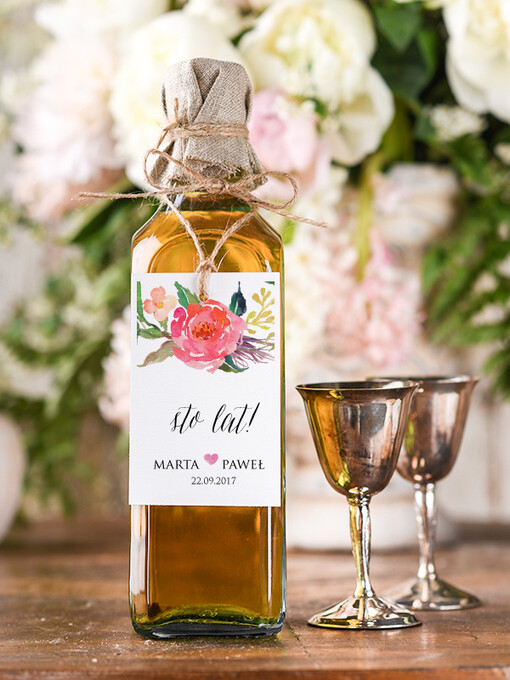 boho/etno/pióra etykiety na wódkę weselną, boho dowolna tresc