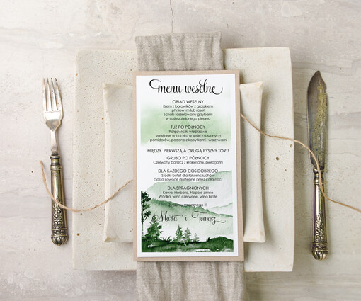 boho menu weselne na stoły plan podawania posiłków, boho wasze imiona i treść