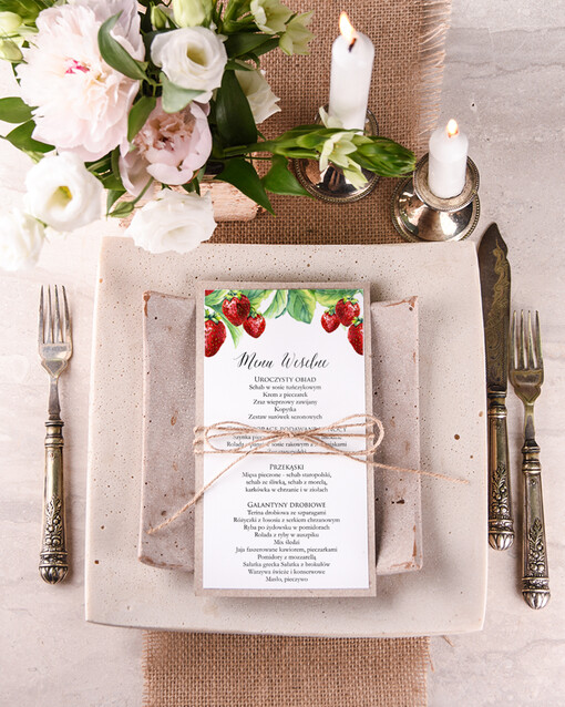 boho menu weselne na stoły karta dań weselnych, boho na romantyczne wesele