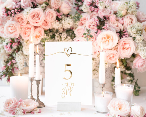 Glamour numerki na stoliki ślubne, zlocone w stylu glamour, eleganckie numerki na stół