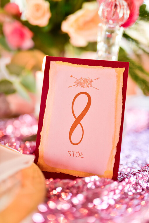 Glamour numerek na stół weselny, zlocone w stylu glamour