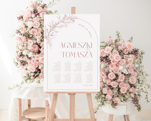 Plakaty Rustykalne tablica informacyjna dla gości weselnych, plan stołów na wesele tablica z rozmieszczeniem gości, nowoczesna tablica powitalna, plan usadzenia gosci weselnych