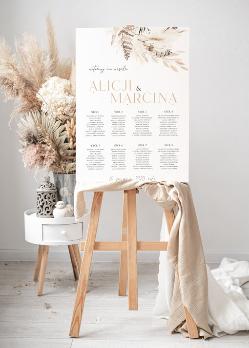 Plakaty Rustykalne prosty i nowoczesny plan stołów, tablica z planem stołów na wesele plan stołów weselnych prosty i nowoczesny plan usadzenia gości