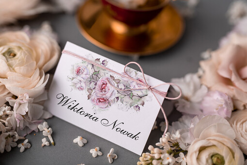 botaniczne podróżnicze  ślubne winietki wizytówki dla gości weselnych, eleganckie