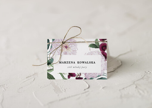 botaniczne podróżnicze  ślubne winietki na stół weselny, rustykalne