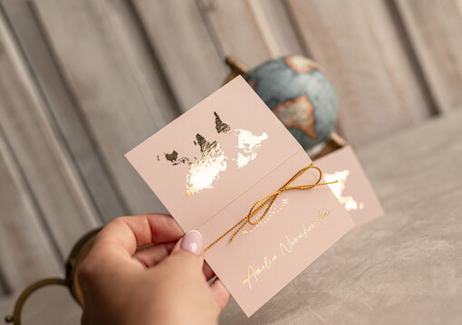 botaniczne podróżnicze  eleganckie winietki na stół weselny wizytówki ślubne, winietki z motywem podróżniczym, mapa świata na winietkach na stoły weselne, fajny pomysł na winietki, dekoracja stołów weselnych