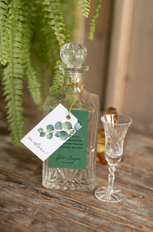 botaniczne podróżnicze  zawieszka na alkohol weselny botaniczne duzo tekstow liście eukaliptusa