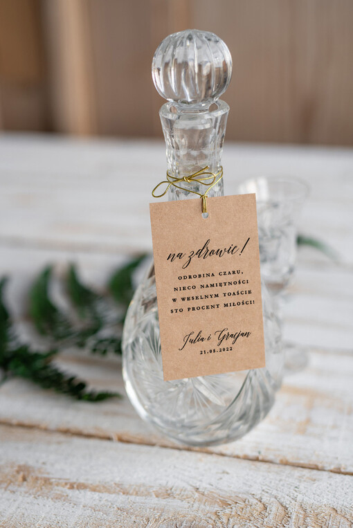 botaniczne podróżnicze  zawieszka na alkohol weselny, boho z waszą treścią