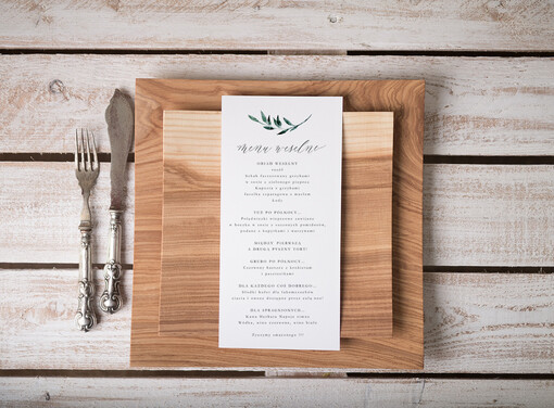 botaniczne podróżnicze  menu weselne na stoły karta dań weselnych, vintage wasz tekst