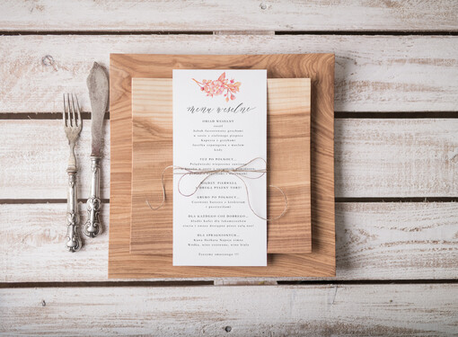 botaniczne podróżnicze  weselne menu karta dań weselnych, vintage wasz tekst