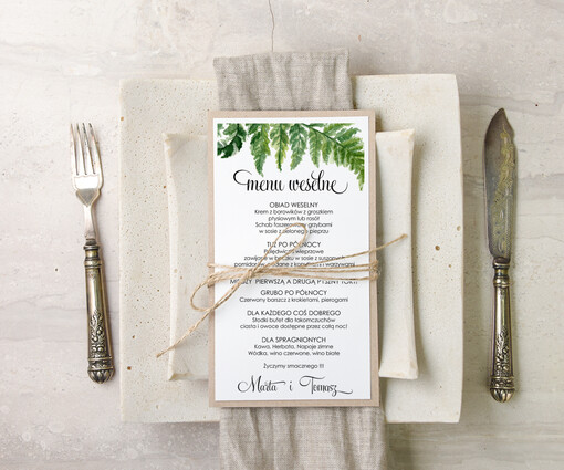 botaniczne podróżnicze  menu weselne na stoły karta dań weselnych, botaniczne z dowolną treścia