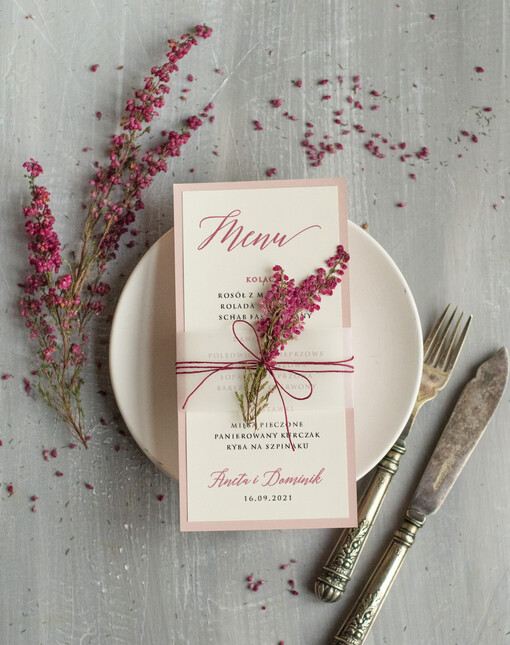 botaniczne podróżnicze  weselne menu karta potraw weselnych, botaniczne z dowolną treścia