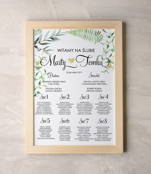 Plakaty Akwarele planer ślubny plan usadzenia gości na weselu, akwarelowe wybierz swoj rozmiar