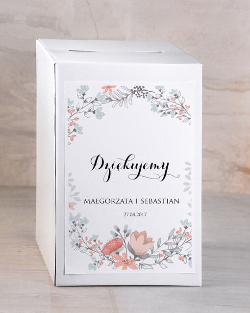Papierowe dopasowane do zaproszeń  ślubne pudełko na koperty, papierowa kopertówka, papierowe pudełko na koperty grafika dopasowana do dowolnego wzoru, biała kopertówka