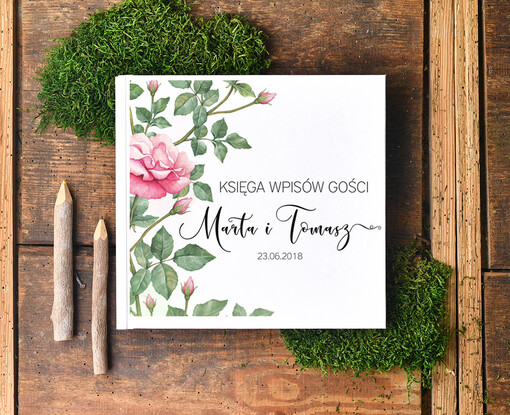 botaniczne fotoalbum ślubny i ksiega gosci weselnych w jednym, elegancka i klasyczna wasze imiona