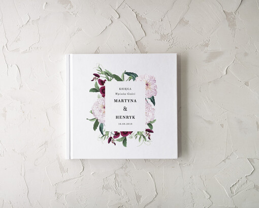 botaniczne ślubny album na zdjęcia wklejane i ksiega gosci, w stylu rustykalnym wasze imiona i treść