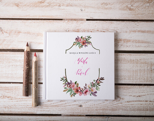 botaniczne album na zdjęcia ślubne i wpisy gości weselnych, elegancka i klasyczna wasze imiona