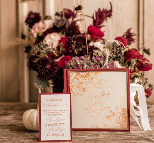 glamour książka na ślub na wpisy gości weselnych, glamour złocone imiona i data ślubu