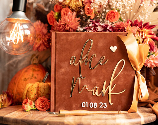 welurowe złota elegancka księga gości i album na zdjęcia w jednym, album na życzenia i zdjęcia z fotobudki, pamiątkowa welurowa księga wpisów gości